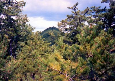 Sampson Mountain
Hiking the ridgeline, back when it was possible 
Photo by Rat, late 1980's

