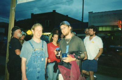 Trail Days...1999(?)
Bol'Dar, Jonny Bluegrass...
Hoppy,  Gorp and bean, Steph and others in background
