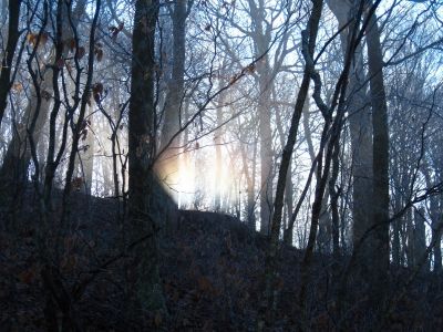 Sun-bow
The Sun lighting up the mountain clouds,
Middle Spring Ridge Trail,
December 17, 2011
