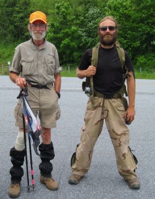 SquidBilly and Sherlock
At Sam's Gap after re-supply at store,
6-3-2012
