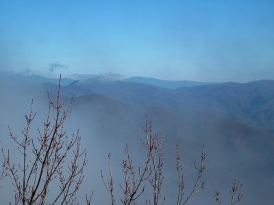 View From Middle Spring Ridge
Clouds obscuring view of Flattop Mountain in the distance.
Middle Spring Ridge Trail,
December 17, 2011
