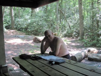 'Haney'
...'Nice Guy From alabama' (thru-hiked the Appalachian Trail in 1997) at the Curly Maple Gap Shelter, June, 2010.

