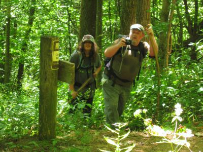 Fork Ridge Trail
Tyler and Rat Patrol reach the A.T. after ascending the Fork Ridge Trail from the Shelton Laurel.
Coldspring Mountain,
September, 2010
