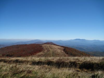 View From Big Bald
Following the crest of the Appalachian Trail...
Big Stamp, Little Bald, Temple Ridge, Unaka Mountain, Iron Mountain, and Roan Mountain are all visible.
Big Bald Mountain
October, 2010
