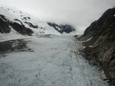 flying above glacier in helicopter
photo by Becky Hyder
