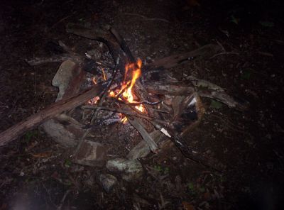 Campfire
at 'Juana's Sledged Rock' Camp on Little bald Mountain,
July 2009

