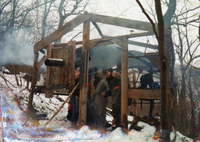 Stealth Camp near Wilson Knob
Rat Patrol Hiking Club on yet another snow-trek in Rocky Fork...it was extremely cold, but the fire helped thaw us out somewhat.  1989, I think.

