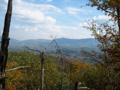 View From Whitehouse Mountain
Spivey Gap is to the left...
(the Appalachian Trail follows the ridge-crest)
Rocky Fork, October, 2010
