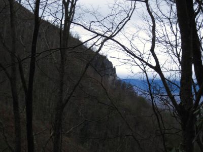 Profile of Whitehouse Mountain Cliffs
aka, 'Stonehenge', as seen from the 'high road' of the Rocky Fork Trail.
3-5-2011
